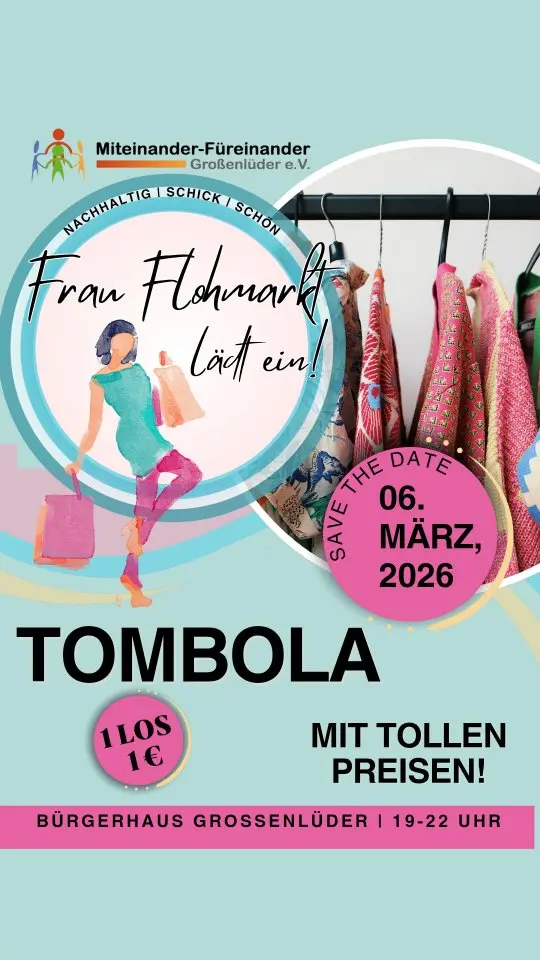 🎁 Unsere Tombola-Partner stellen sich vor! 🎁 

Viele tolle Unternehmen und Unterstützer haben großartige Preise für euch gespendet — dafür sagen wir von Herzen DANKE 💛 

Sichert euch eure Gewinnchance:
🎟️ 1 € pro Los — jeder kann mitmachen! 

✨ Die ersten 30 Gäste, 
die sich ein „Fräulein“ gönnen,
bekommen ein Tombola-Los geschenkt.🥰 

Also schnell sein lohnt sich! 🍀 

Wir drücken euch die Daumen und freuen uns auf viele glückliche Gewinnerinnen 💫 

#frauflohmarkt #Tombola #partner